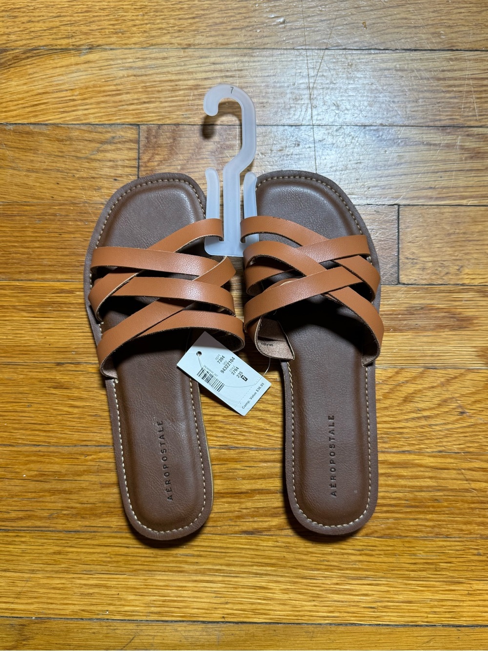Aeropostale Women’s Tan Brown Crisscross Slide Sandals